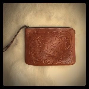Patricia Nash Floral Tooled Leather Wristlet